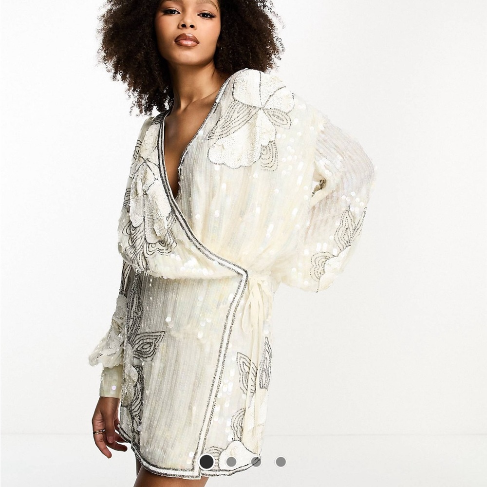 White sequin wrap dress